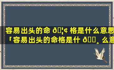 容易出头的命 🦢 格是什么意思「容易出头的命格是什 🌸 么意思啊」